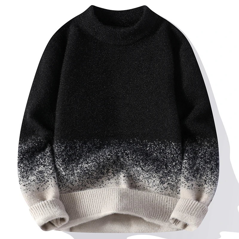 

Loose Casual Thiened Long Sve Men's Knitted Sweater Winter Faion Street Sle Straight Cut Water Waed Nylon Fiber