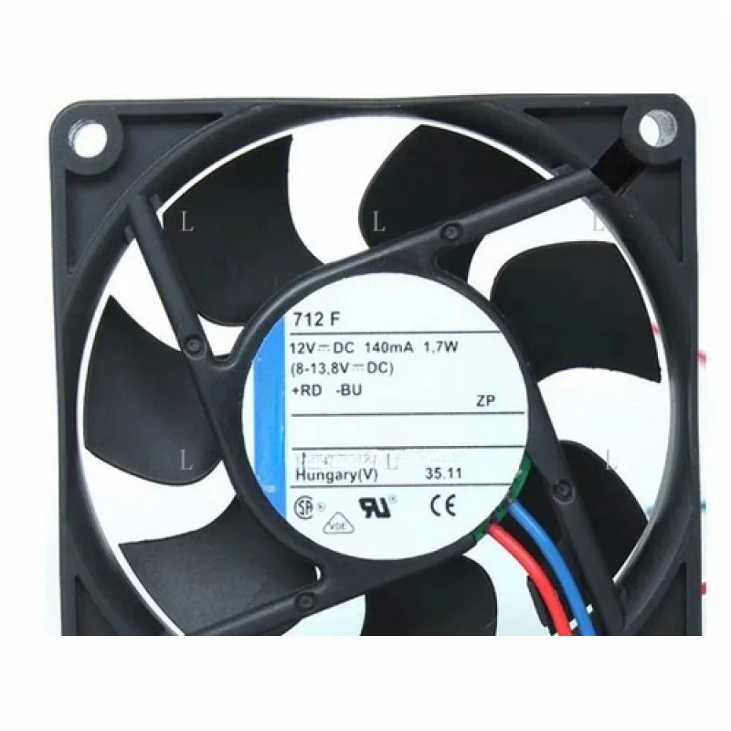 

L Охлаждение шкафа с низким энергопотреблением для вентилятора Ebm-paps 24 В постоянного тока 1,5 Вт 64 мА 70x70x15 мм 2-проводной 714F