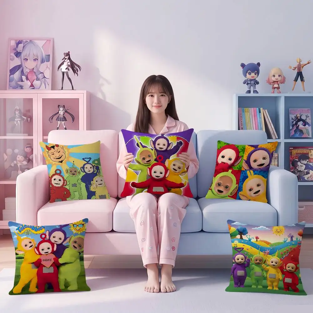 Cartoon T-Teletubbies Cushion Office Cushion Pillowcase Car Cushion Cover45X45CM Lumbar Pillowcase Sofa Pillowcover