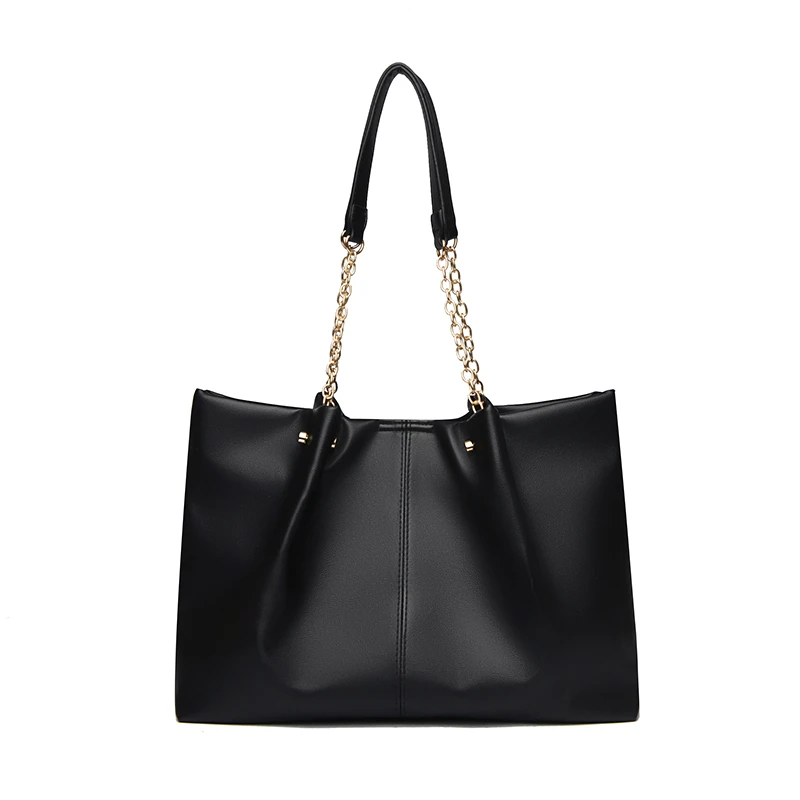 

Новая женская плиссированная сумка-тоут из искусственной кожи с цепочкой, модная большая вместительная повседневная сумка на плечо в стиле ретро для офисной работы