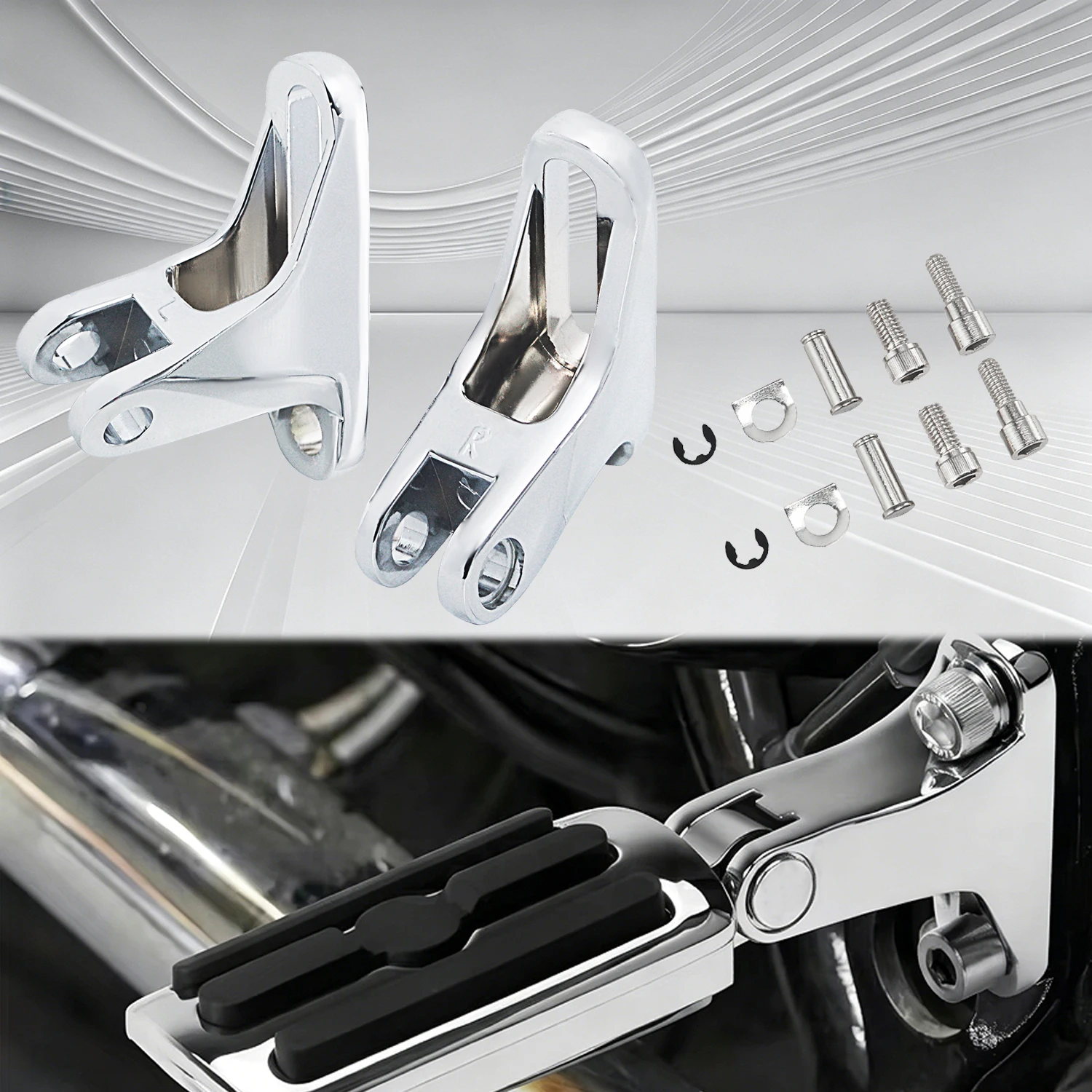 

Motorcycle Rear Passenger Mini Foot Pegs Mount Kit For Harley Touring Road King FLHR Street Glide Electra Road Glide 1993-2026
