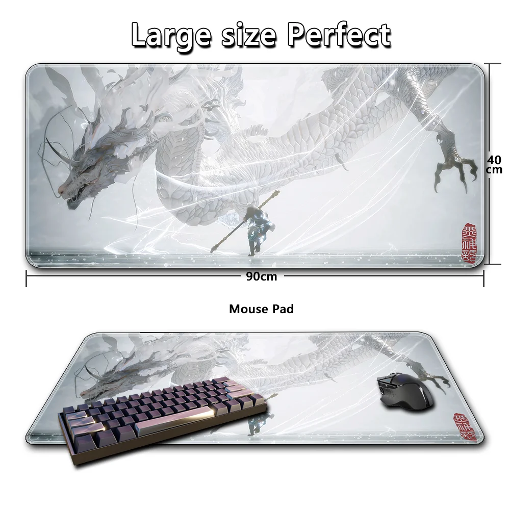 

Game Black Myth W-Wukong Role Playing White Dragon Mouse pad office lock edge desk pad computer game keyboard pad animation