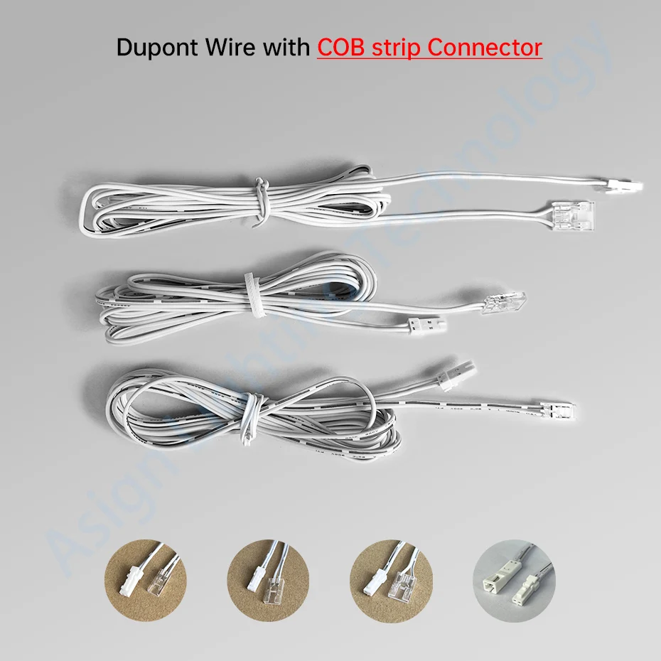 1 3 5PCS Dupont Terminal to 2Pin 5mm 8mm 10mm COB Connector 2m DuPont Extension Wire for Cabinet Light COB LED Strip 12V 24V