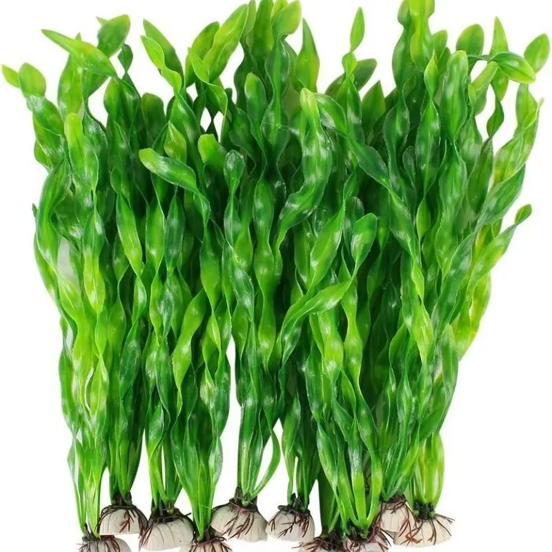 

10pcs 1-Pack Eco-Friendly Green Plastic Kelp Grass Fish Tank Simulation Aquatic Plant Decoration for Living Landscaping Ornament