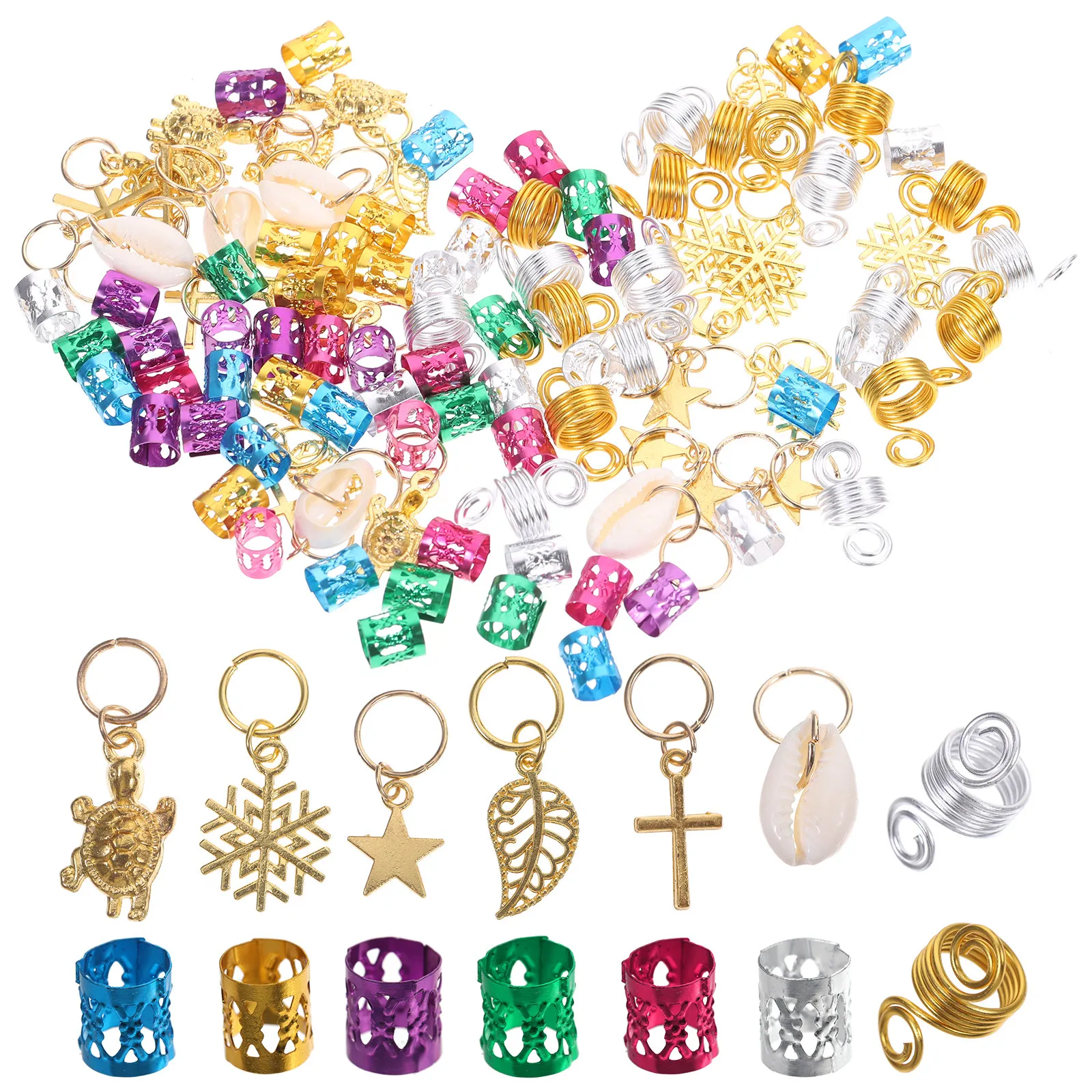 150Pcs Braiding Hair Accessories Dreadlock Jewelry Hair Charms Decorations Beads for Women Party Festival