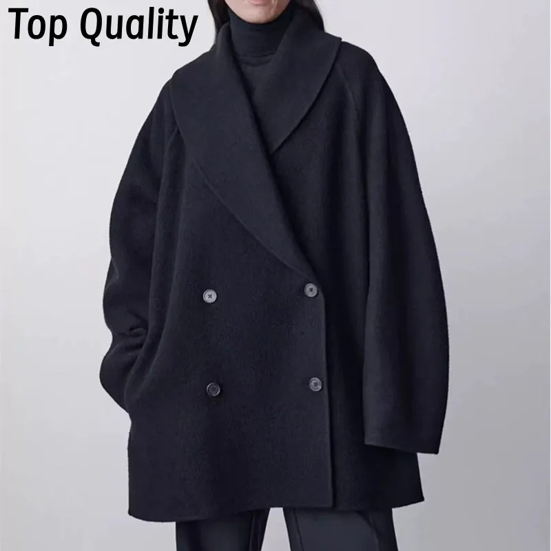 Women's woolen coat spring new minimalist niche design women's double-sided woolen cashmere coat