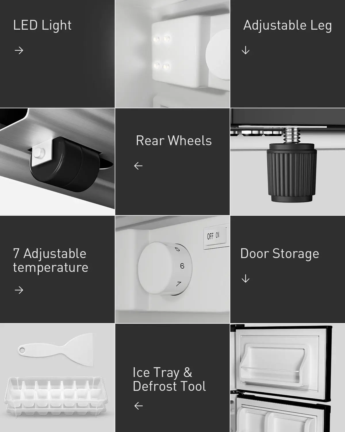 Mini geladeira de 3,4 pés cúbicos para dormitório de escritório, geladeira pequena de 2 portas, mini geladeira compacta com termostato ajustável