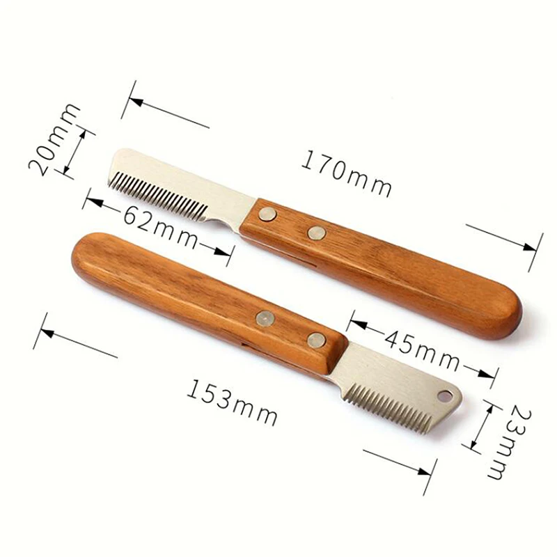 Professional Dog Comb Stainless Steel Wooden Handle Stripping Knife Pet Hair Remover Pluck Excess Undercoat Cleaning Accessories