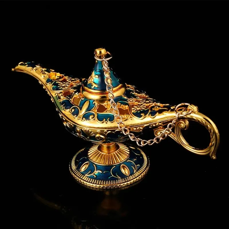 Aladdin Lamp Decoration European Mini Retro Wishing Light Ornament Vintage Home Russian Ing Lamp Metal Tabletop Decor Crafts Gif