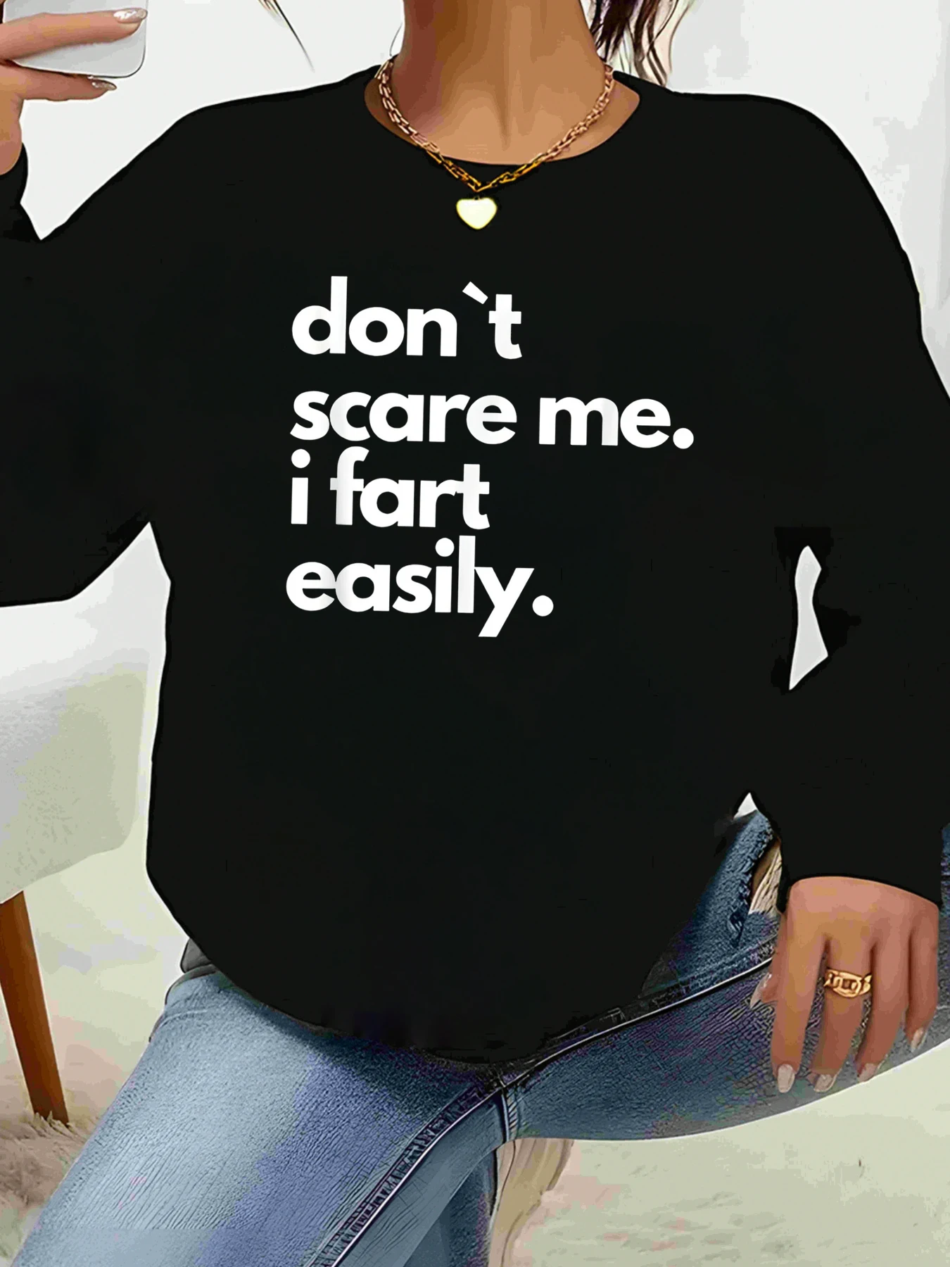 

Забавная футболка с длинным рукавом и принтом пердежа, повседневная одежда на Хэллоуин, женская одежда