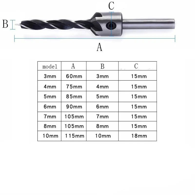 木工用ステンレス鋼皿穴,木工ツール,3mm-10mm,7個