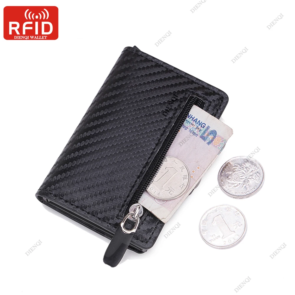 Sợi Carbon RFID chủ thẻ tín dụng người đàn ông ví tiền Túi xách tay ví nhỏ da mini Slim Ví vallet carteira masculina