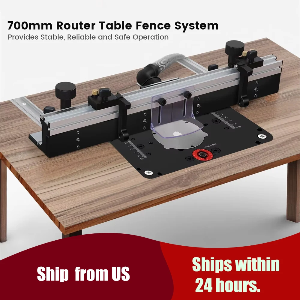 

WНовый фрезерный стол 700 мм, алюминиевая система забора, аксессуары для перевернутой обрезной машины с Т-образной направляющей 30 см, раздвижные кронштейны, защита бит