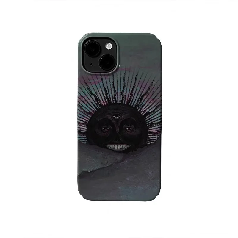

Ins Korean Black Funny Sun Phone Case for IPhone 16E 15 14 13 Pro Max 12 Mini 11 Pro Plus Protection Ultra Thin Hard PC Cover