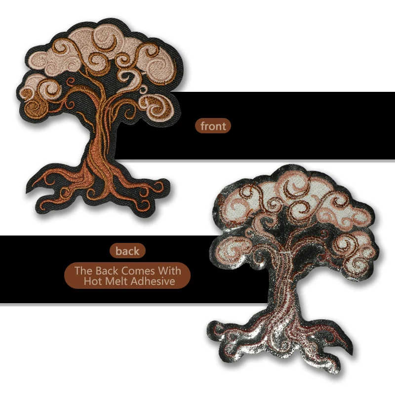 1PC Ancient Tree Embroidered Patch Iron On Sew On Patches For Clothing Cap Bag Jacket DIY Gift Vintage Badge With Hot Adhesive