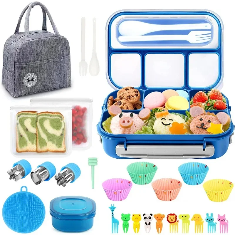 Lunch Box 1300ml Microwave Food Container Bento Storage Bag Sauce Spoon Fruit Fork For Kids Adults Picnic Thermos