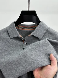 Light luxury high-end Polo collar men's autumn and winter sweater knitted sweater long sleeved casual base trendy collar T-shirt