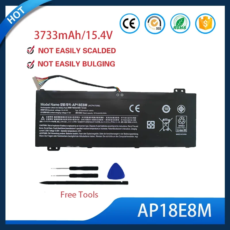 

Запасной аккумулятор AP18E8M 15.4V 3733mAh, высокая емкость, литий-ионный, для ноутбуков Acer E7M Nitro 5, Predator Helios 300, долговечный, безопасный.