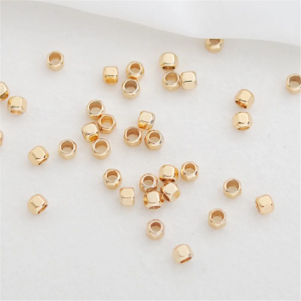 Large Hole Cut Multi Sided Bucket Beads 14K Gold Beads 3mm Corner Cut DIY Bracelet Necklace Separation Bead Jewelry Accessories