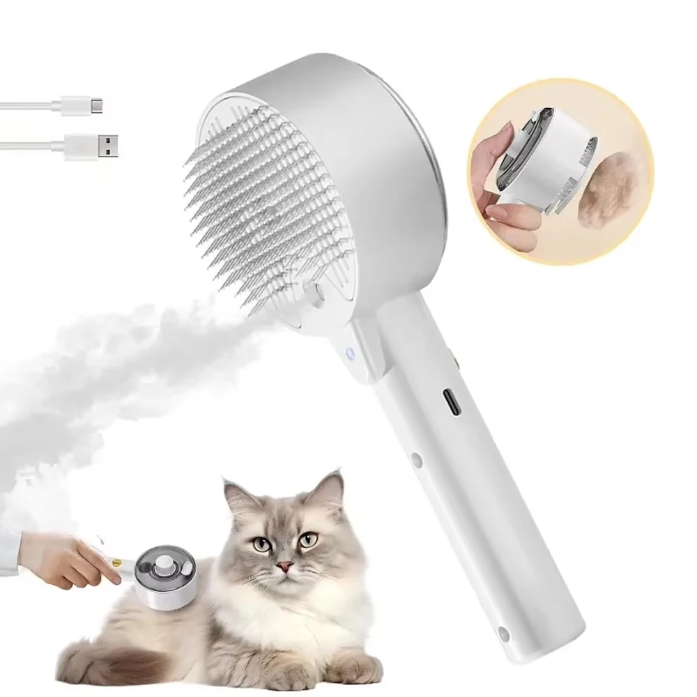 

3 In1 Electric Spray Dog Brush Dog Steamy Cat Hair Brush Pet Undercoat Hair Removal Slicker Brush For Dog And Cat Grooming Tool