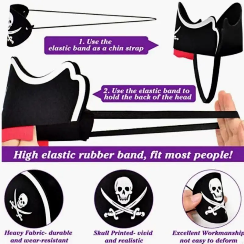 45be Pirate Haarband Eyepatch Halloween Cosplay Party Kostüm Festival Feiertags Requisiten Rollenspiele Kleiderkopf