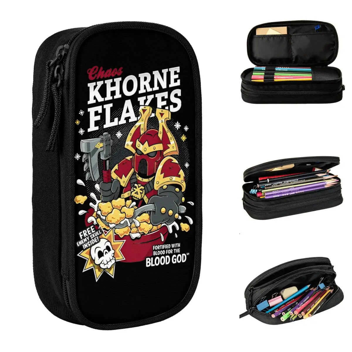 Fashion Chaos Khorne Flakes Pencil Cases W-Warhammer 40k Pencil Box Pen Box for Student Large Storage Bag School Supplies