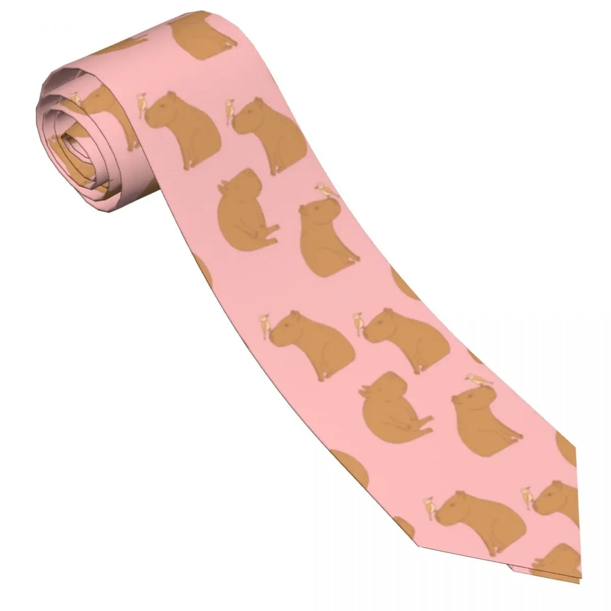 Mens Tie Classic Skinny Capybara Pattern Neckties Narrow Collar Slim Casual Tie Accessories Gift