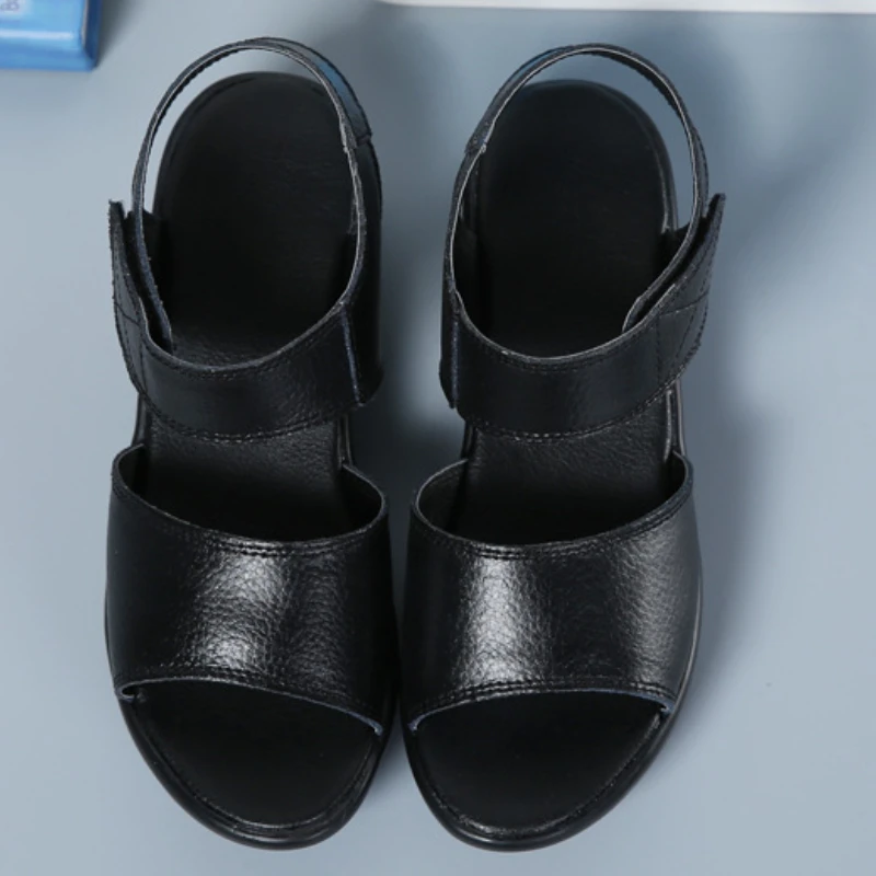 Women\'s Sandals Thick Bottom Large Size Open Toe Slippers Fashion Student Casual Round Head Soft Sole Anti Slip Shoes