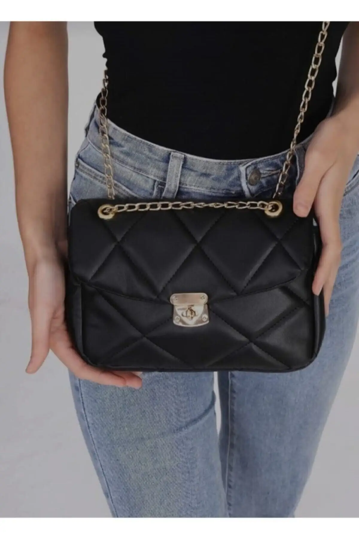 للنساء أسود أصفر سلسلة الماس منقوشة يد و حقيبة كتف أنيق مفيد تسليم سريع وآمن 2022 نموذج الاتجاه