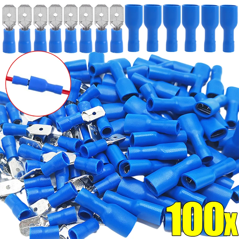 

Insulated Male Female Electrical Wire Connector Crimp Terminal Spade Cable Lugs Flat Electrical Wire Connect Assortment Kit