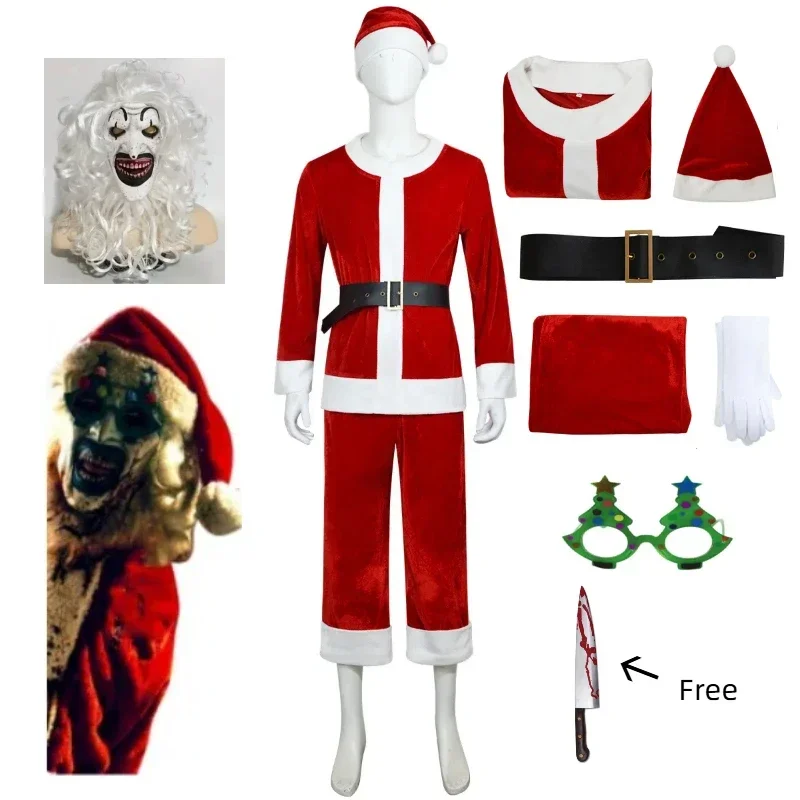 Kwade Clown van The Abyss 3cos Horror Halloween Toneelkostuum Spookachtige Witte Pruik Gruesome Horror Masker Cosplay Nachtmerrie