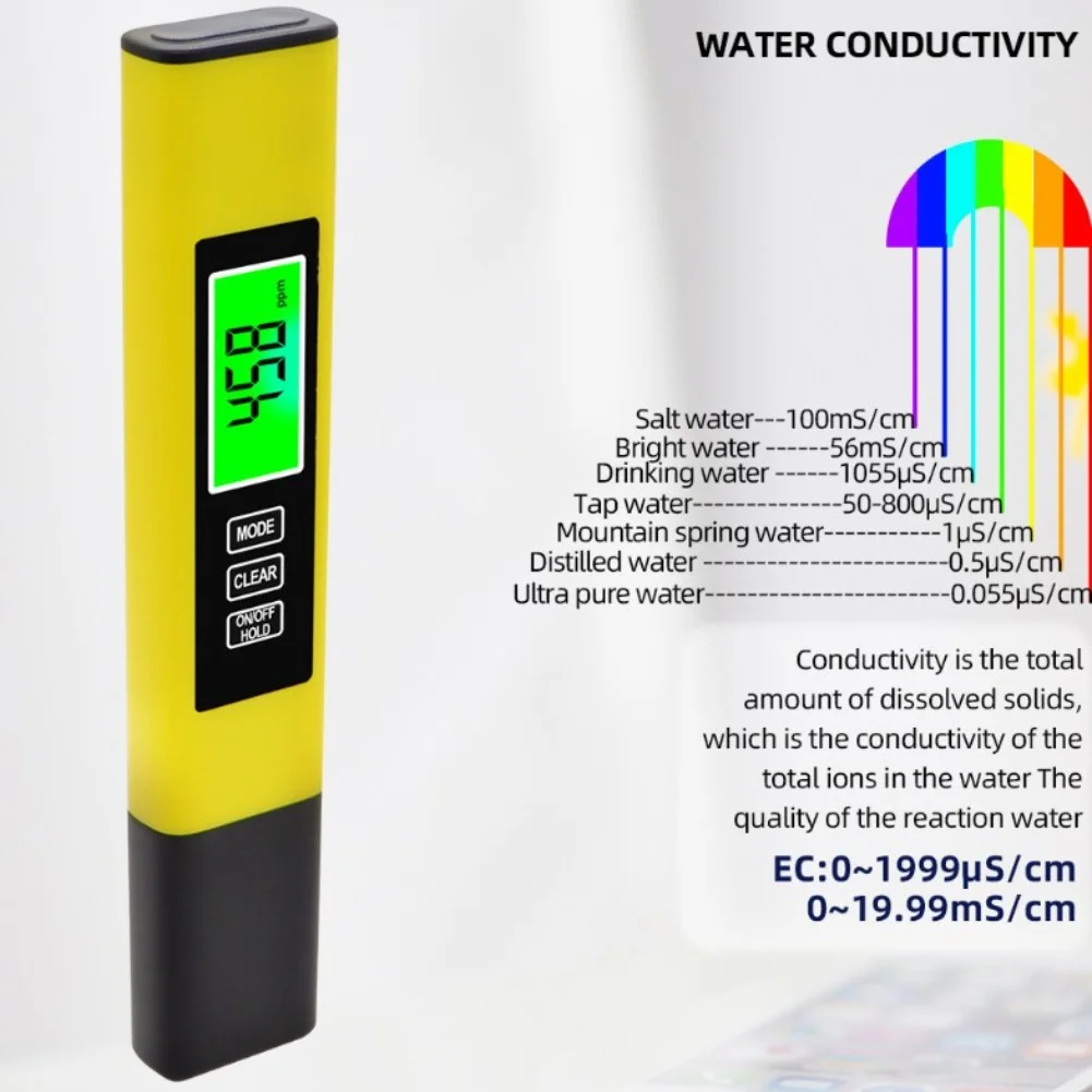 3 In Digital Water Quality Tester Conductivity Temperature Meter With Backlit LCD For Drinking Pool River Pond Analysis Tool