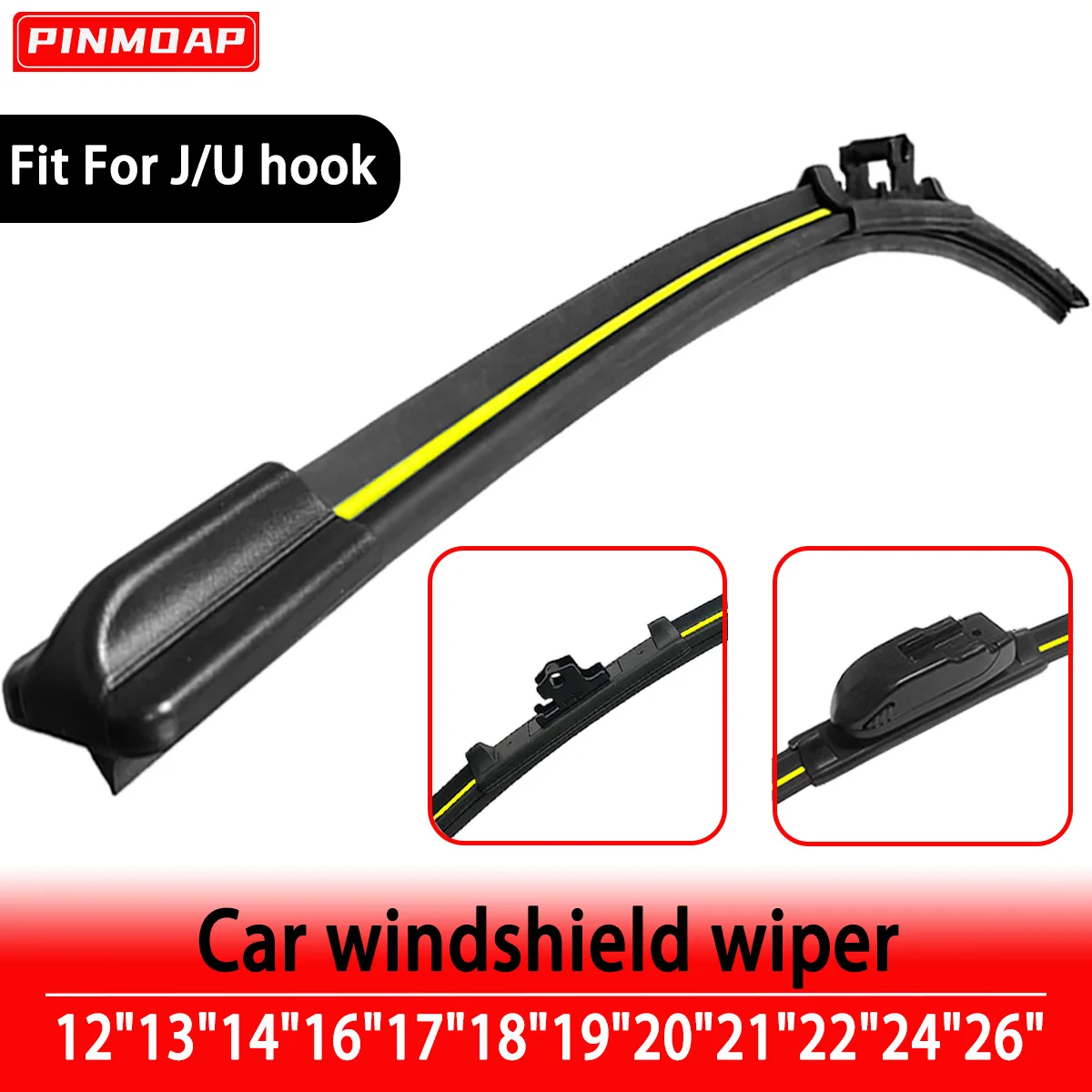 

PINMOAP новый дизайн с желтой полосой, щетка стеклоочистителя автомобиля, универсальный крючок U/J, 12 дюймов, 13 дюймов, 14 дюймов, 18 дюймов, 19 дюймов, 20 дюймов, 21 дюймов, 22 дюйма, 24 дюйма, бесшумный стеклоочиститель