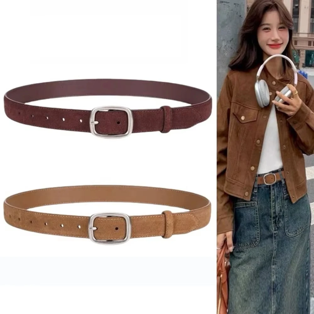 

Модные узкие женские ремни, винтажный замшевый ремень из воловьей кожи, ремни из натуральной кожи, женское платье, пальто, украшение, пряжка из сплава, пояс
