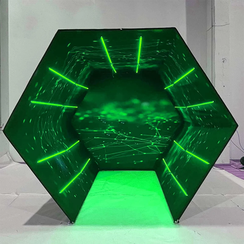 360 Degree Photo Booth Enclosure Backdrop With Colorful LED Lights Easily Spaced Square Round Design For Trade Shows