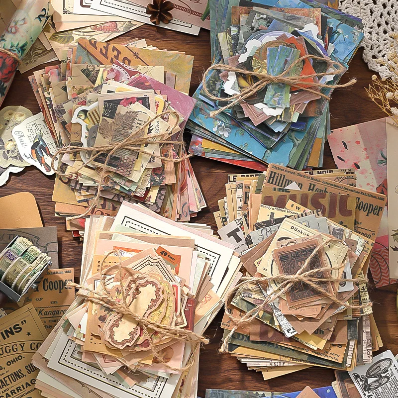 100 pcs/pack Vintage Memo Paper Set DIY Scrapbooking School Supplies Decor Junk Journal Marking Creative Stationery Notes Paper
