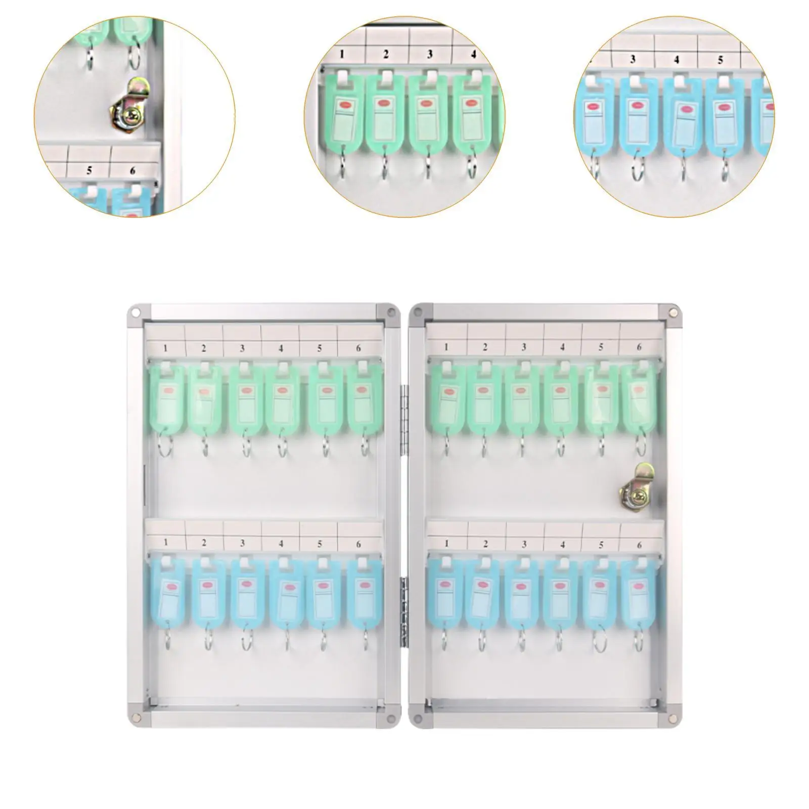 Key Storage Box Management Wall Mount with Key Tag Labels Locker Case Aluminum Alloy Key Organizer for Hotels Car Office Key