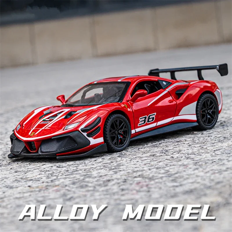 

1:32 488 Track Alloy Racing Car Model Diecast Metal Vehicles Sports Car Model Sound and Light Collection Childrens Gift