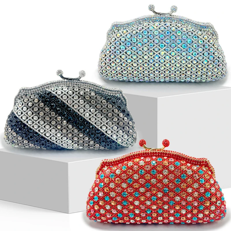 

Colorful Crystal Evening Bag Sparkling Diamond Clutch Purse for Women Luxury Rhinestone Handbag for Wedding Prom Dinner Banquet