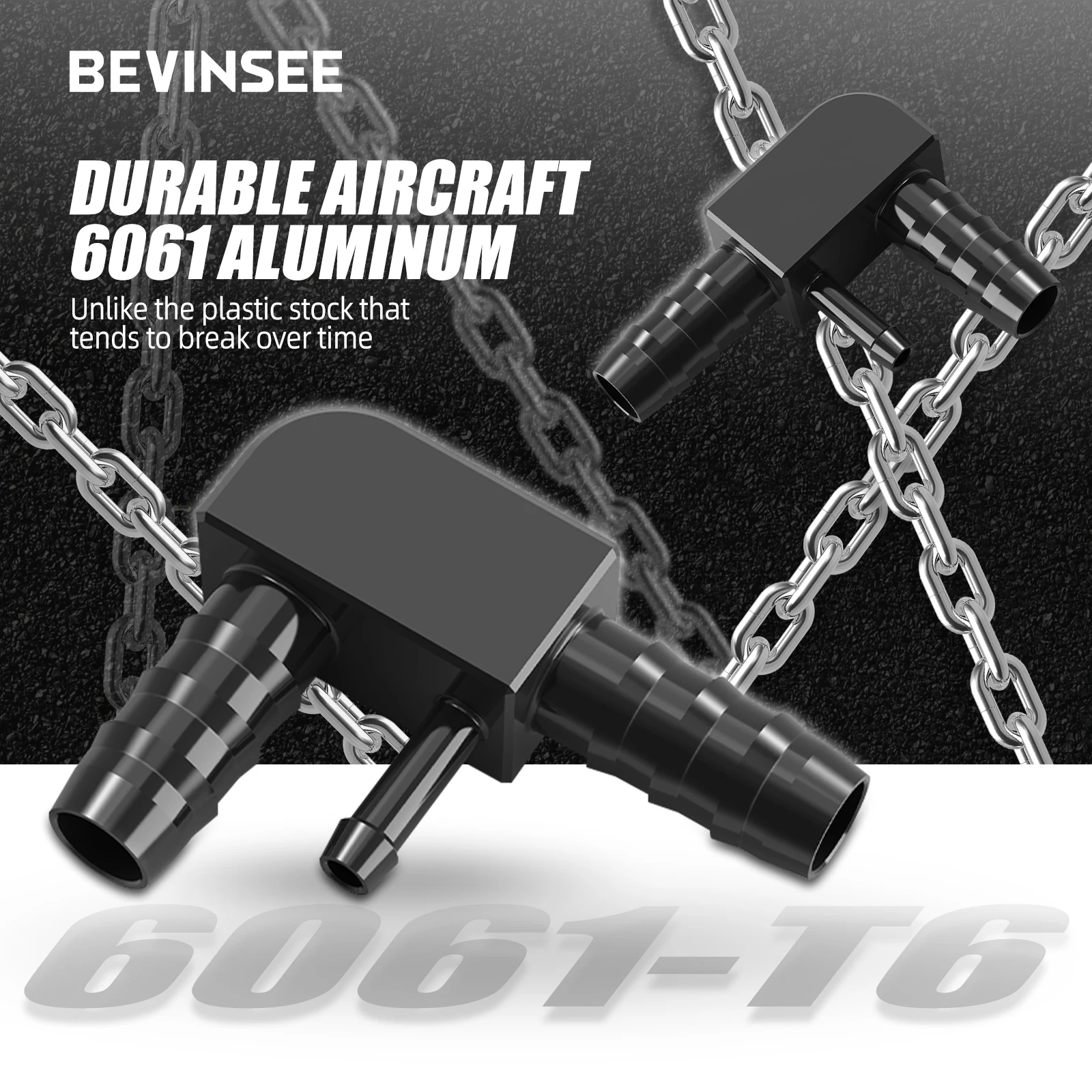 BEVINSEE Aluminium Intake Hose Connector Air Hose F-Connector For BMW E39 520i 525i 530i E46 320i 325i 330i Z3 M54 Engine