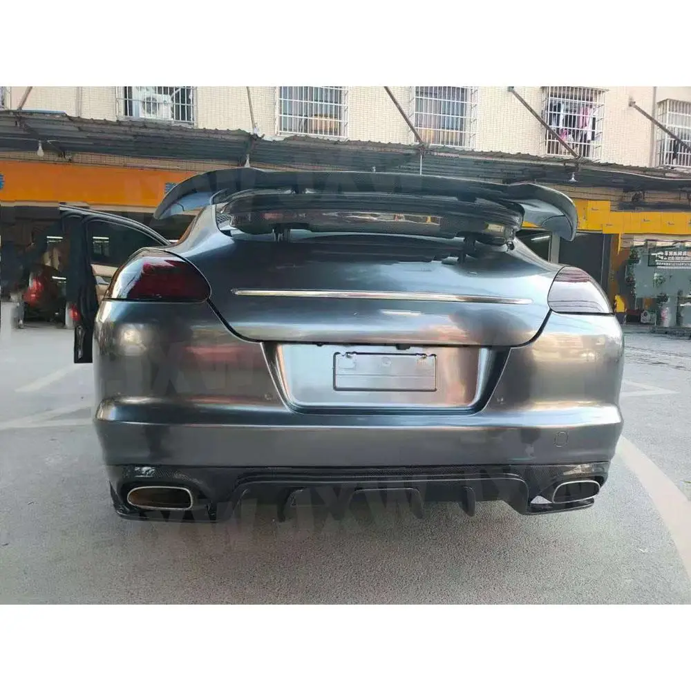 JXWANCF Carbon Fiber Rear Diffuser Spoiler For Porsche Panamera 970.1 2010-2014 Rear Lip Bumper FRP