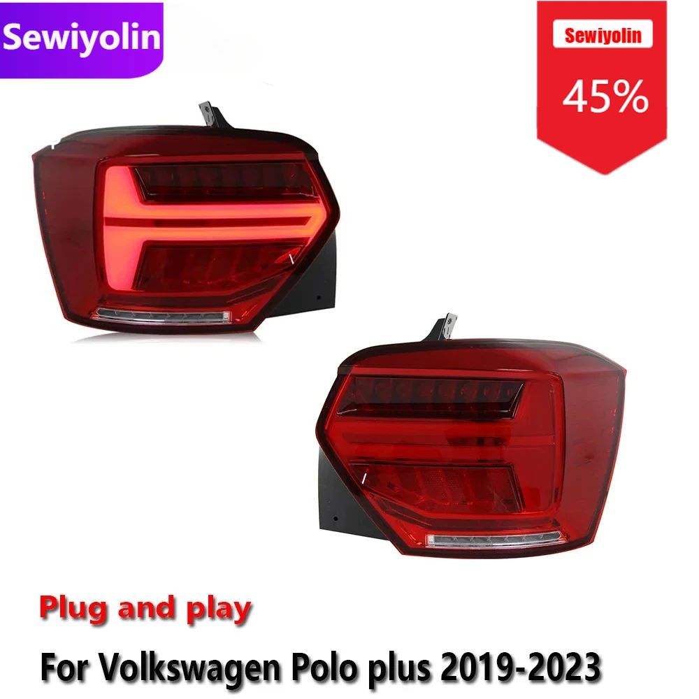 

Автомобильные светодиодные задние фонари DRL в сборе для VW Polo Plus 2019-2024 Авто противотуманные DRL тормозные указатели поворота Plug and Play