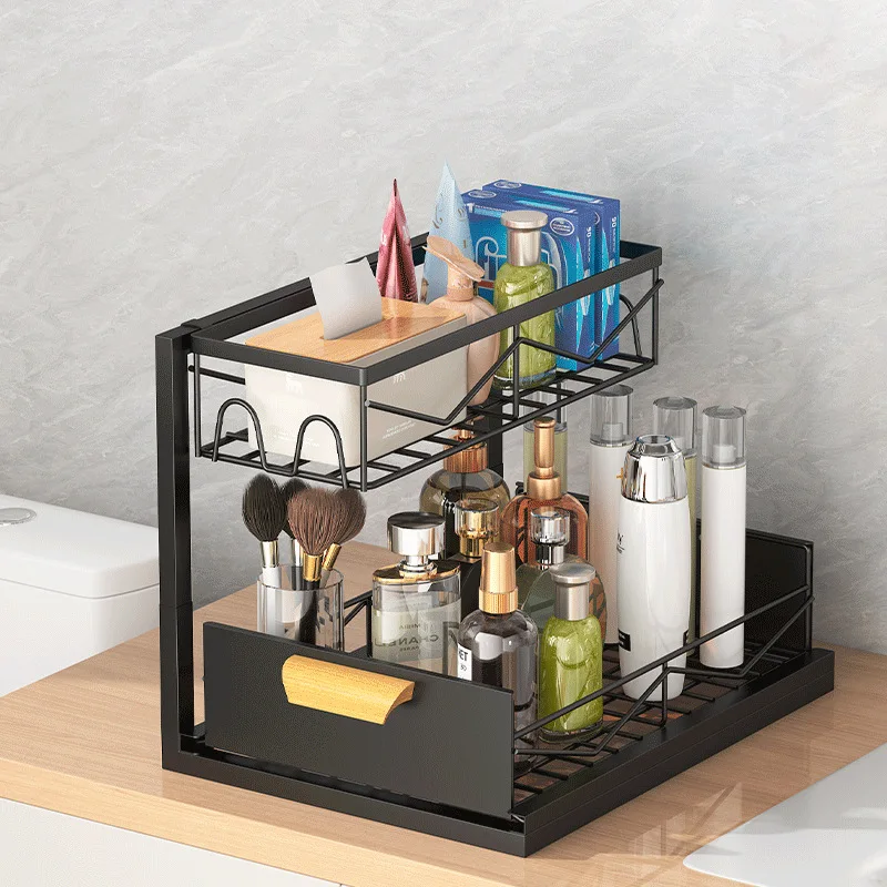 

Kitchen Drawer Storage Rack, Pull-Out Under-Sink Organizer, Multi-Layer Storage Shelf, Cabinet Organizer for Kitchen Essential