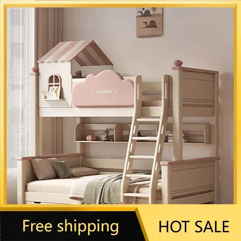 LSDrawers Storage Bunk Beds Nordic Pretty Unique King Size Frame Bunk Bed Up Down Ladder Cama Montessoriana Infantil Furniture