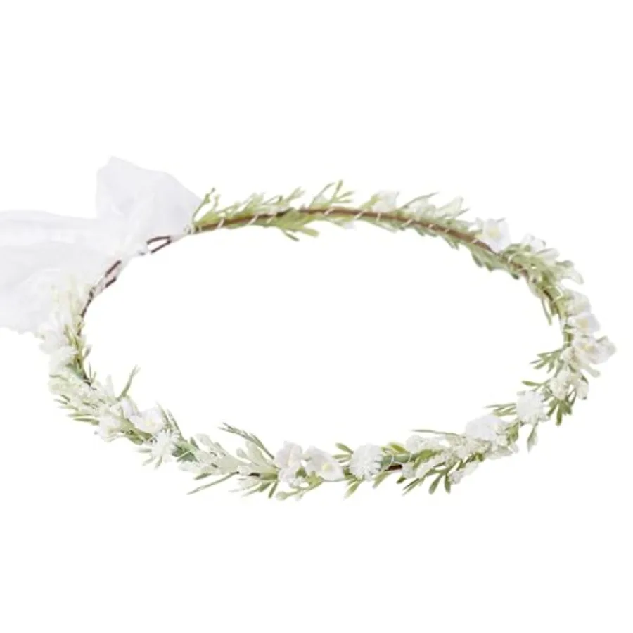 

White Flower Crown Headband, Artificial Renaissance Floral Headpiece, Fairy Boho Flower Headband for Women Girls Maternity Birt