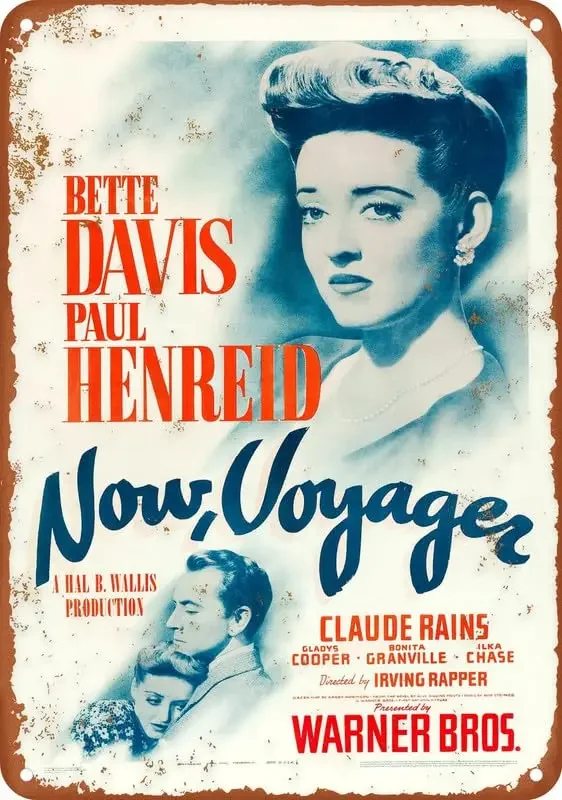 Placa de Metal Vintage de Alumínio com Tema de Filmes: Now, Voyager, Bette Davis, Paul Henreid, Cartão de Janela Midget, Cartaz de Filme de 1942 H