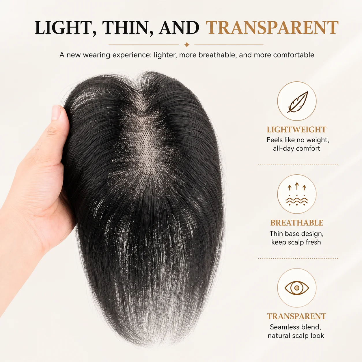 Ultra-Thin Mesh Hair Toppers 8x11cm Clip-In Fringe Bangs for Women Real Hair Fluffy Volume Cover Grey White Hair