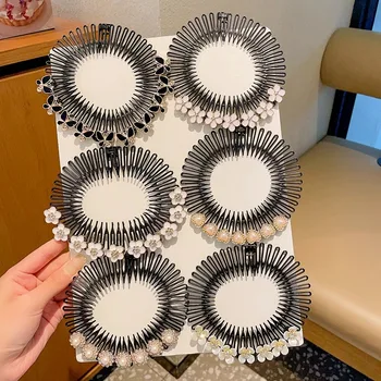 ไข่มุกยืดยืดหยุ่นหวีฟันเต็มวงกลมผม Hoops วงคลิป Hairband Face WASH Headbands คงที่อุปกรณ์เสริมผมเกาหลี
