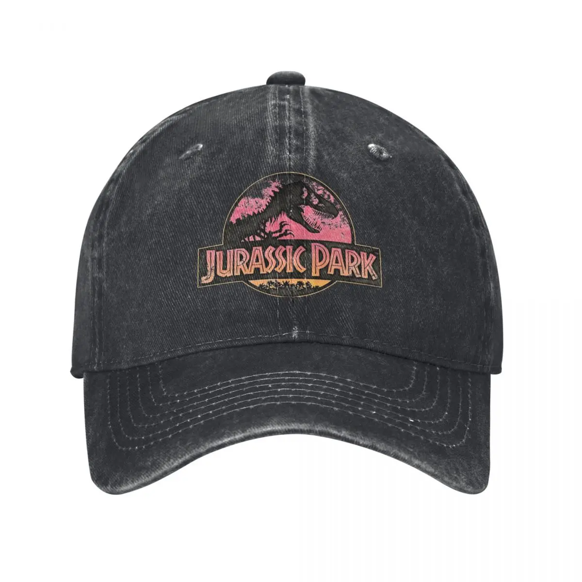 Berretto da baseball Jurassic Park Rosa Neon Distressed Dino Movie Logo Casual Uomo Trucker Cappello da papà Visiere parasole Berretti da baseball