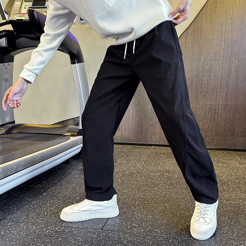 

3-Color Casual Pants Polyester Fiber M4XL Size Straight Leg Youthful Vitali Sle mid Waist Belted Autumn Winter Faion